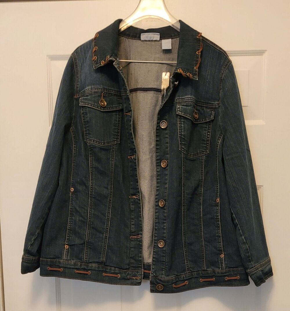 LIZ & ME Denim Long Sleeve Jean Jacket Womens Plus Size 0X